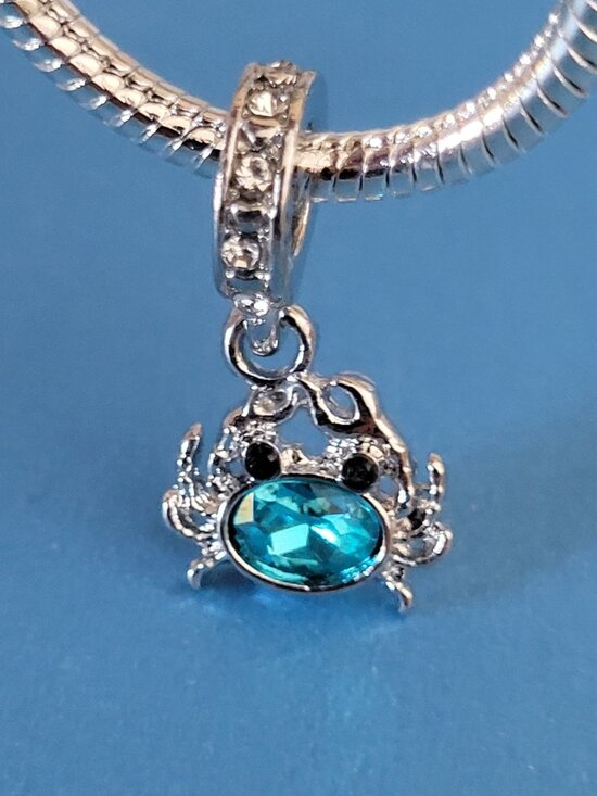 Chill Charms Of Texas Jewelry - New! For Pandora Charm Bracelet Aqua Blue and Silver Color Crab Dangle Charm